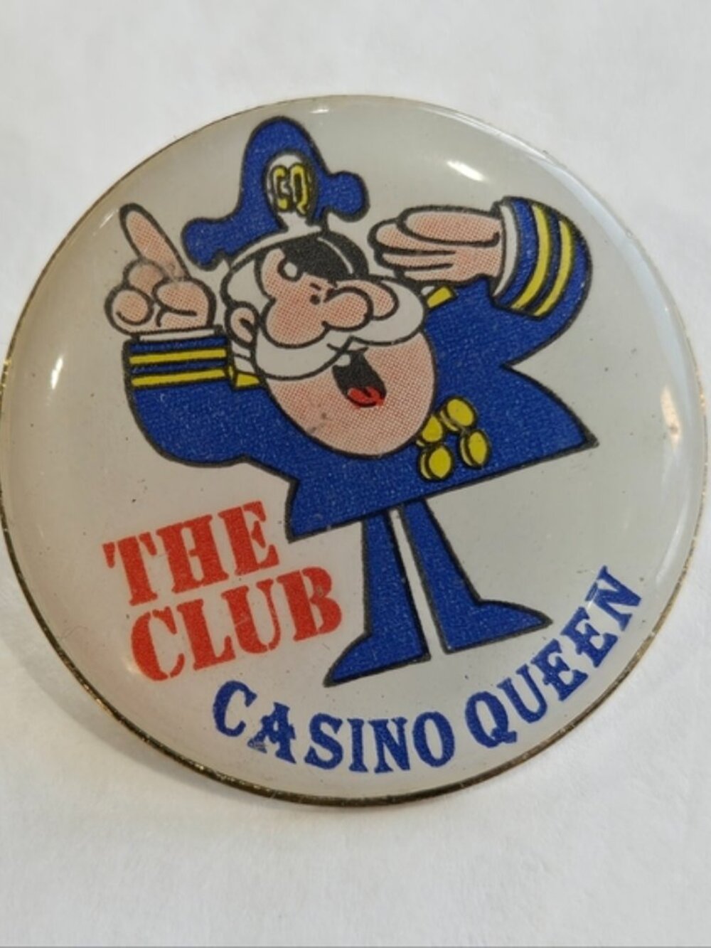 80's The Club Casino Queen Lapel Pin Riverboat Casino Illinois Souvenir Pinback